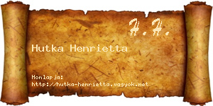 Hutka Henrietta névjegykártya